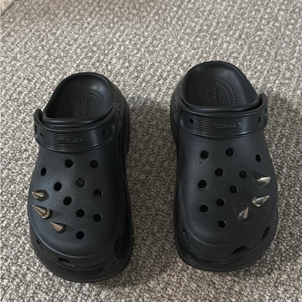 Crocs Mega Crush Black Platform Shoes Sandals K 4 W 6